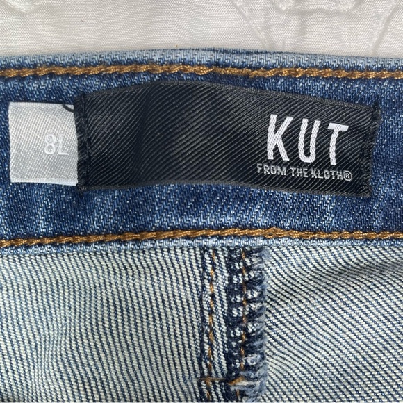 KUT from the Kloth Straight Leg High Rise Jeans Button Fly Distressed 8L - Picture 9 of 14